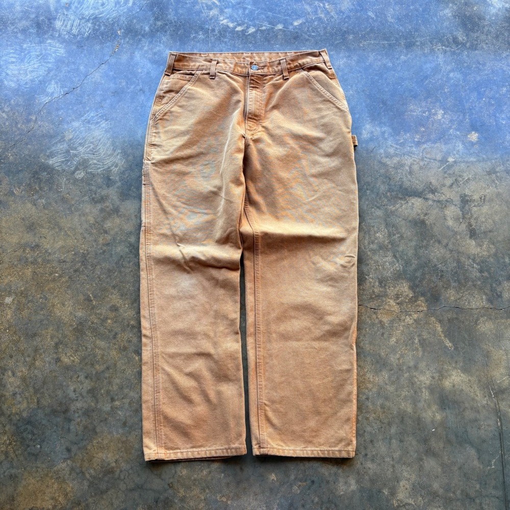 Carhartt B11-BRN Loose Original Fit Washed Duck Work Dungaree Brown Mens 34x30 - Picture 2 of 5